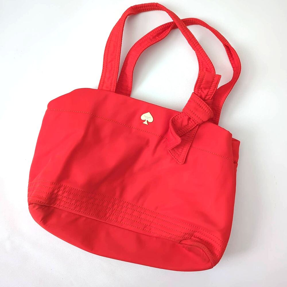 Kate Spade‎ Red Orange Canvas Nylon Tote Purse Baby Diaper Shoulder Bag Large